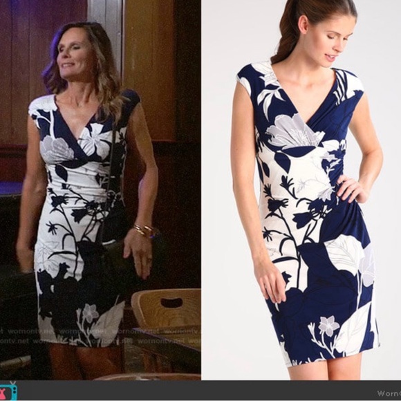 Ralph Lauren Dresses & Skirts - Ralph Lauren Navy and White Floral Midi Dress